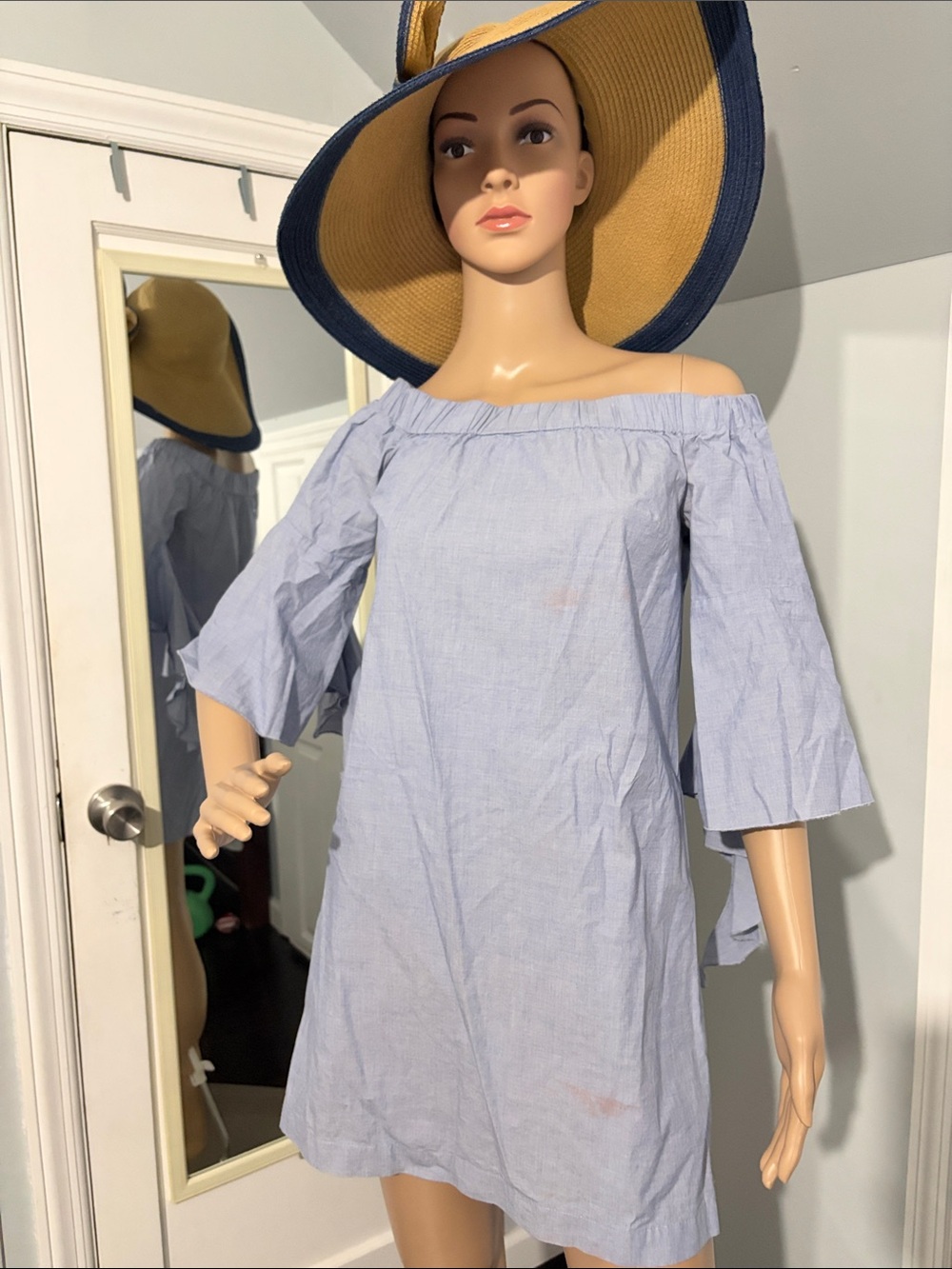 Kensie Light Blue Off-Shoulder Tunic Dress